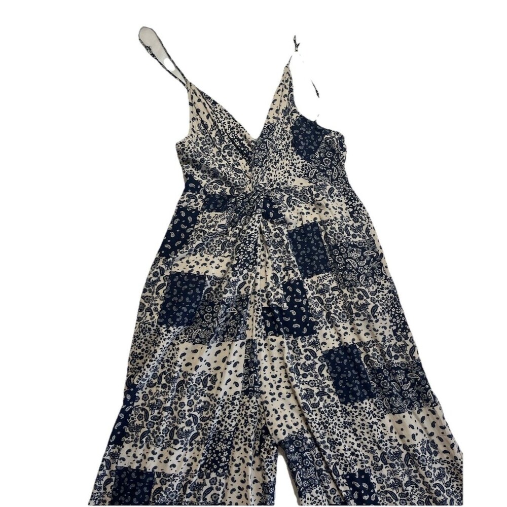 Mustard Seed Jumpsuit Size Large Wide Leg Blue Paisley Print - Picture 7 of 9